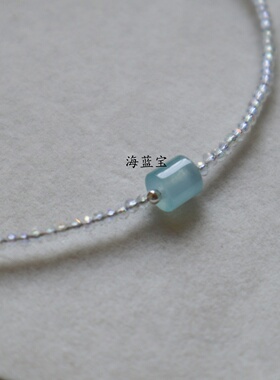 【浅蓝海】星鹿屿新中式项链海蓝宝简约璎珞锁骨链生日礼物女生