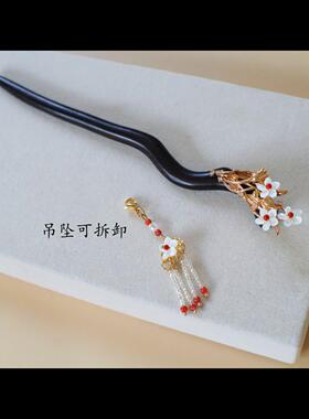新中式南红贝壳星鹿屿发簪