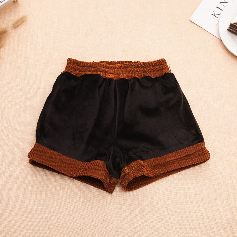女童加绒灯芯绒短裤2022冬季新款韩版童装裤子中大童百搭阔腿热裤