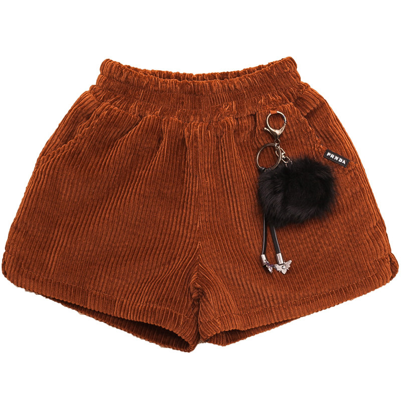 女童加绒灯芯绒短裤2022冬季新款韩版童装裤子中大童百搭阔腿热裤