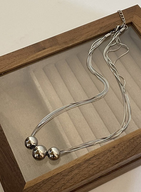 多层金属圆珠项链毛衣链