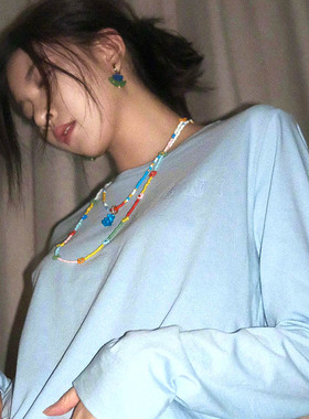 宋妍霏同款彩色串珠女东大门花朵