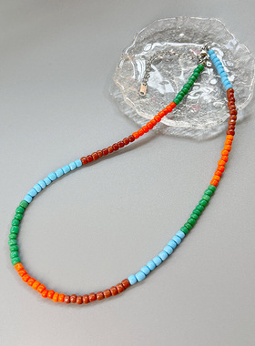 周雨彤同款彩色串珠拼接项链