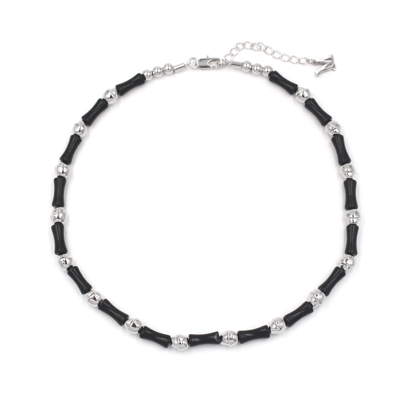 MONA张绮贤同款黑色天然石竹节项链女夏小众高级感串珠锁骨链网红 - 图3