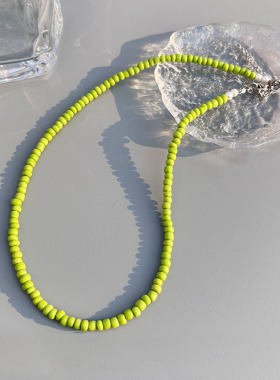 网红同款绿色串珠项链女夏