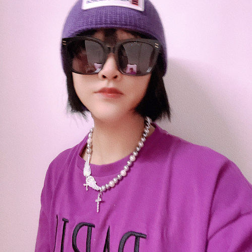 国潮珍珠十字架天使之翼翅膀项链小众设计不规则拼接男女锁骨颈链 - 图1