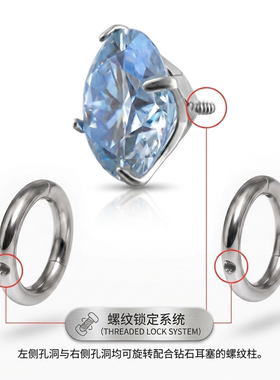 WIC 耳戒1.2针粗钛合金F136可替换钻头莫桑钻环