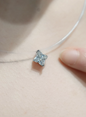 WIC 坠链均925银莫桑石北极星的眼泪人鱼鱼线透明颈链轻奢项链