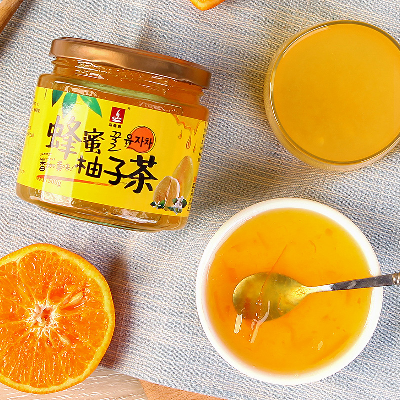 溢香醇旗舰店溢香醇蜂蜜柚子茶罐装蜜炼冲饮水果茶果酱冲水喝的饮品饮料500克3