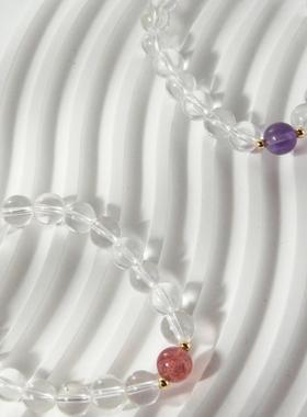 天然白水晶手串月光石女款