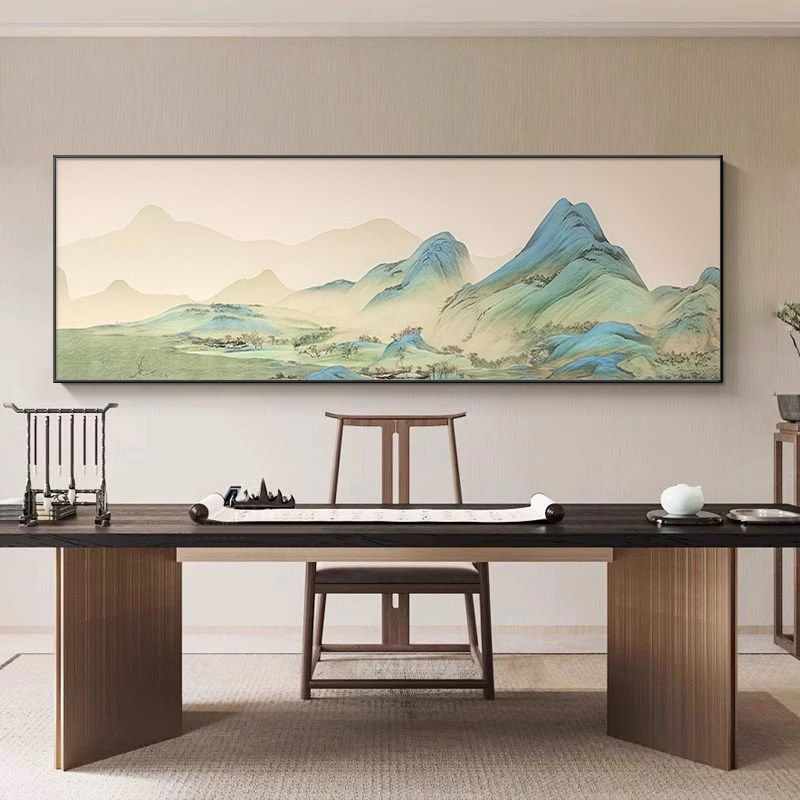 2025年新款千里江山图客厅装饰画挂画沙发背景画适合大白墙的壁画,淘宝优惠券,粉丝福利购,淘宝优惠卷