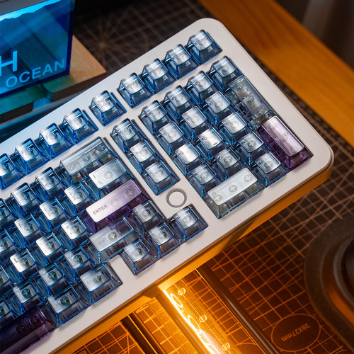 钻石蓝透光键帽PC材质移印156键原厂高度适配ATK等无线机械键盘 - 图2