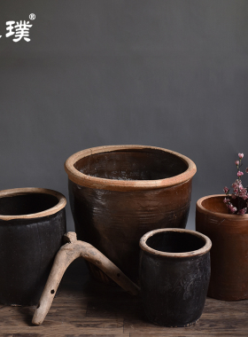 老旧陶瓷罐子花瓶插花花盆瓷器