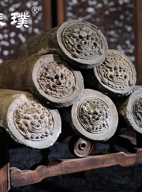 雕花民俗兽面纹烧制收纳摆件