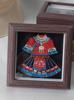 少数民族特色纪念品非遗刺绣文创相框摆件贵州服饰苗族刺绣摆件