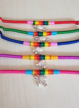 民族风编制苗银长命富贵锁手饰品