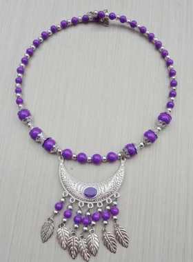 民族风复古苗银夸张项圈头饰彩珠