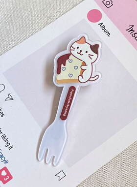 可爱咖色猫咪勺子叉子发夹卡通侧边趣味刘海鸭嘴夹日少女发卡发饰