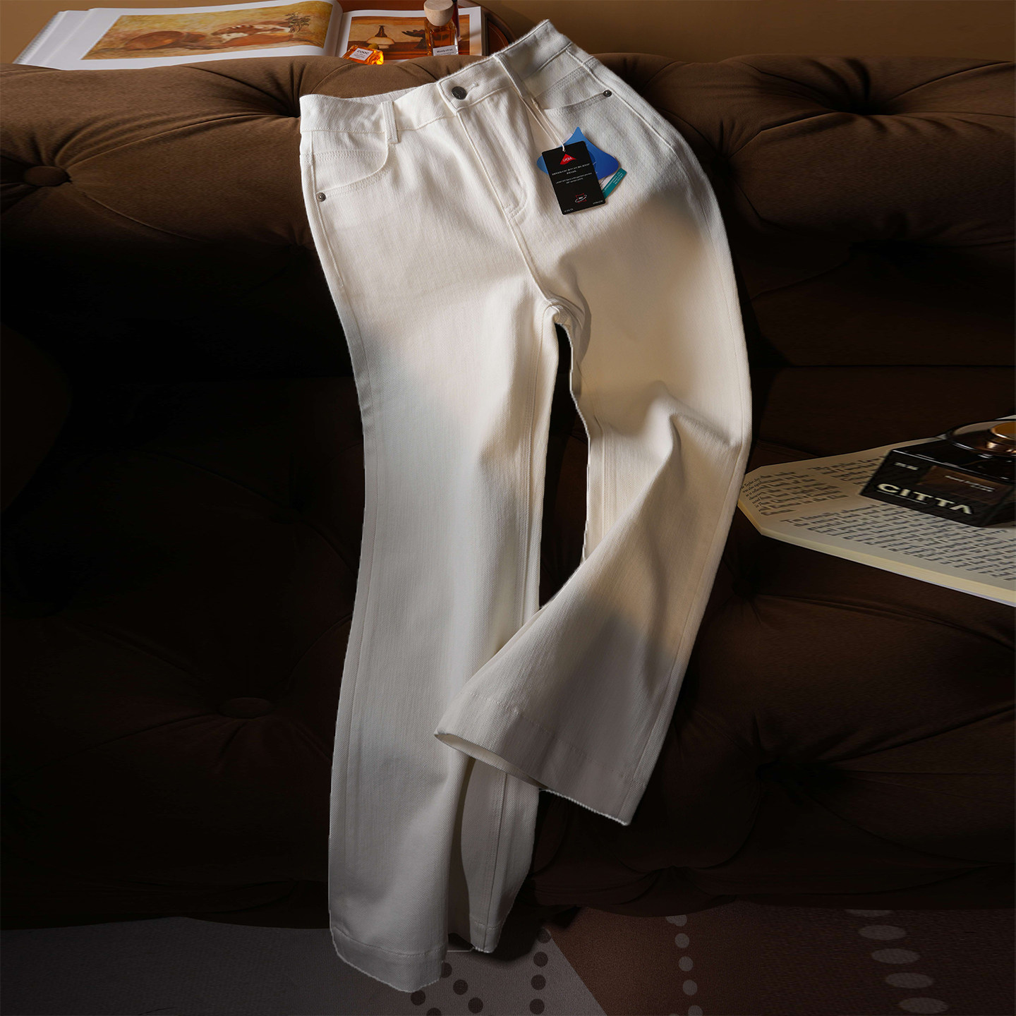 高腰微喇牛仔裤女冬加绒小个子显瘦梨形身材新疆棉环保洗水弹力裤,淘宝优惠券,粉丝福利购,淘宝优惠卷