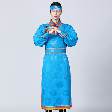 Другие национальные костюмы 2022新款蒙古服装男蒙族蒙古袍男士长款蒙古服日常生活装表演出服 OTHER