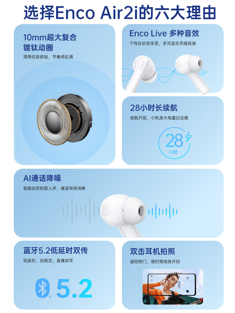 OPPO蓝牙耳机Enco Air2i入耳式运动游戏低延迟真无线耳机超长待机 - 图0