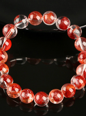 天然红胶花水晶手链玫瑰花瓣手串