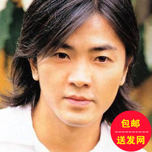 郑伊健假发时尚男士假发男生长发帅气短发蓬松韩版非主流中分假发 - 图0