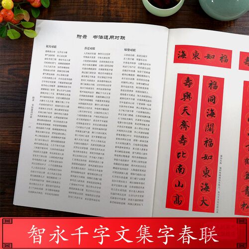 智永千字文集字春联 6大类120幅春节对联 原碑帖古帖楷书集字对联横幅 智永楷书毛笔软笔书法练字帖书籍 智永楷书千字文集字作品 - 图3