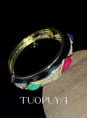 复古新款Vintage重工黑色手镯