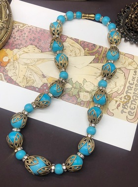 精美饰品绿松石镂空花帽设计简约