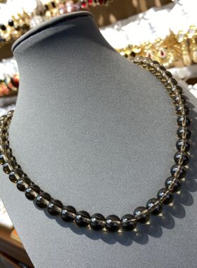 手工编织天然水晶串珠项链黑曜石