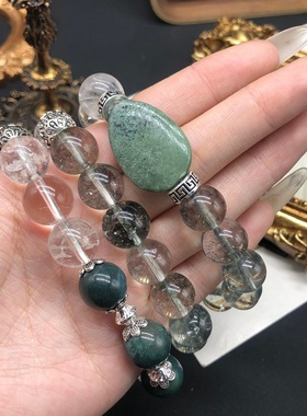 中古饰品水草玛瑙白水晶弹力绳串