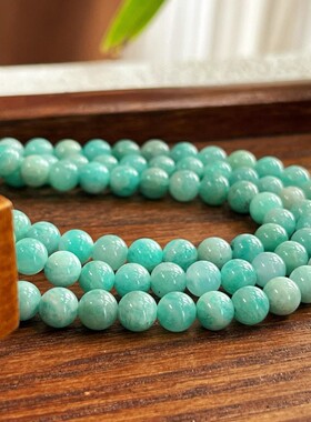 6mm天然天河石圆珠项链马代蓝色