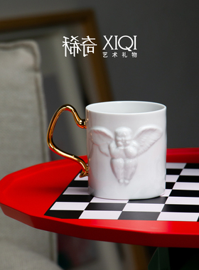稀奇艺术天使浮雕骨瓷杯