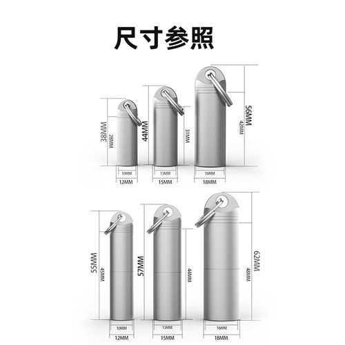 纯钛药盒便携随身携带急救小药瓶钛合金遮光密闭硝酸甘油钥匙扣 - 图0