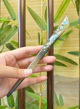 悦木坊手绘发簪清荷 清茉免护理簪子 送人礼盒装