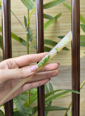 悦木坊手绘意境发簪扶桑花昙花意境山羊角簪子日常百搭发簪