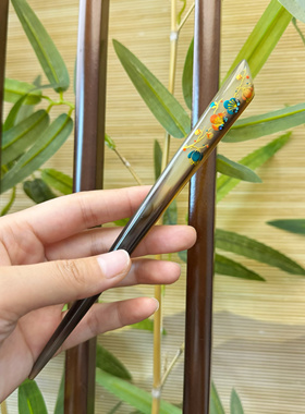 悦木坊 羊角手绘发簪 福禄 古梅 礼盒装 送朋友免护理簪子