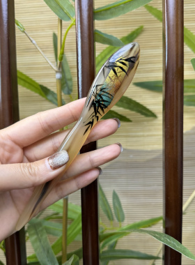 悦木坊手绘羊角 荷花 兰花 竹子 中式高级古风盘发发簪日常百搭