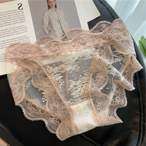 Japan FEERIJT French style full lace underpants female low waist sexy and breathable sweet and transparent pure cotton stall triangular pants