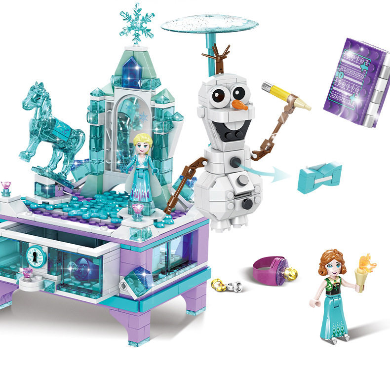 女孩拼装积木S1442卧室冰雪大城堡公主创意珠宝盒女孩子礼物玩具