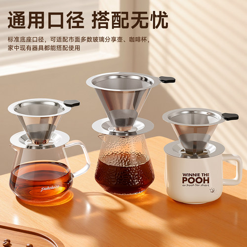 咖啡过滤漏斗咖啡滤纸手冲咖啡器具咖啡过滤器免滤纸超细咖啡滤网 - 图2