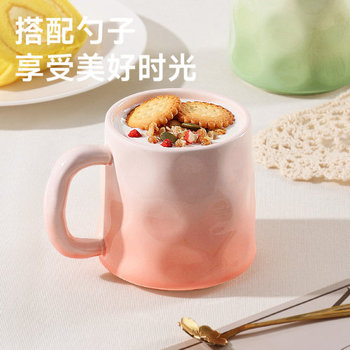 PAKCHOICE奶油风马克杯陶瓷水杯家用高颜值情侣杯子女生咖啡杯 - 图2