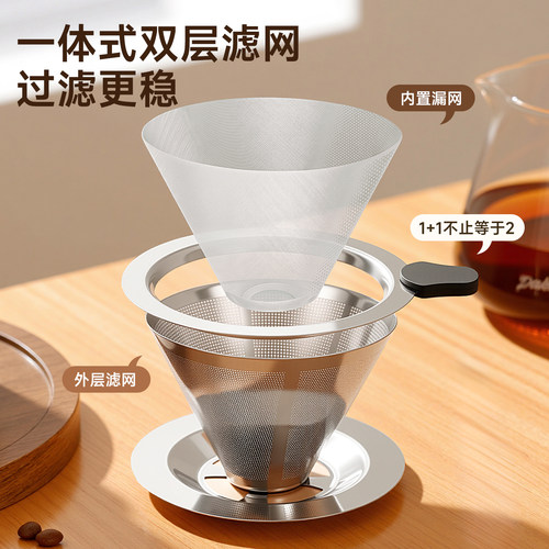 咖啡过滤漏斗咖啡滤纸手冲咖啡器具咖啡过滤器免滤纸超细咖啡滤网 - 图1