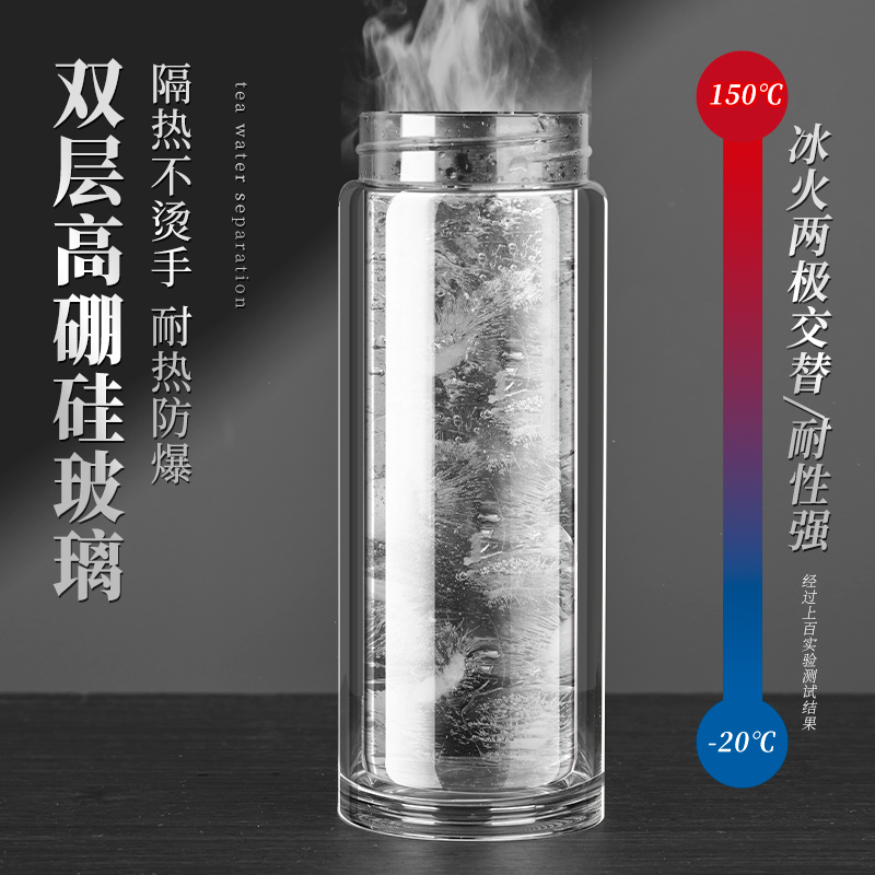 茶水分离杯子茶杯水杯子男士高档双层玻璃保温杯茶水分离泡茶杯 - 图2