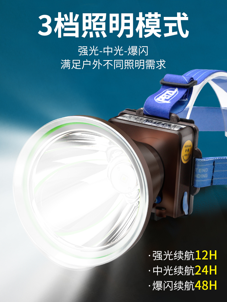 头灯强光充电超亮头戴式照明灯钓鱼专用户外钓鱼led疝气工作矿灯