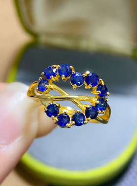 蔚蓝星球手作设计感琉璃印花几何戒指ins新款蓝宝石货源