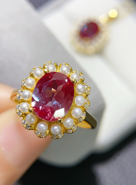 绝美亚历山大套装具有强烈的红绿变色效应S925银精工镶嵌8*10mm