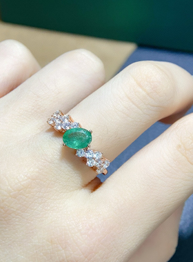 纯天然哥伦比亚祖母绿戒指超赞品质火彩超赞925银精工镶嵌母