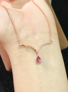 现货 s925银天然尖晶石钻石锁骨链项链 彩色宝石首饰镶嵌